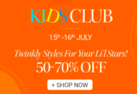 Myntra The Kids Club Upto  50 - 70% Off On Top Brands Clothing And Accessories 15th To 16th July