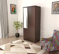 Bluewud Andrie Double Doors Wardrobe with Drawer (2 Doors - with Mirror)