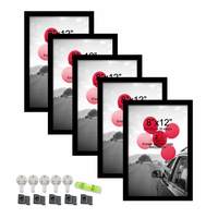 Art Street A4 Size Photo Frame For Wall Set of 5 Black Picture Frame For Home and Office Decoration with Free Hanging Accessories-Size -8x12 Inches