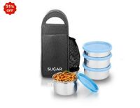 SUGAR Homeware Sterling Stainless steel Lunchbox set of 4 container grey