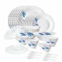 Larah by Borosil Twilight Silk Series Opalware Dinner Set, 35 Pieces, White

