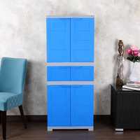 Cello Novelty Triplex Plastic Cupboard with 4 Shelves (Blue and Grey) 