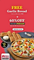 Ovenstory : Flat 60% off on min. order of ₹199 + Free Garlic Bread on order above ₹600