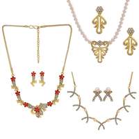 Gehena By Estele Gold plated necklace set combo of 3 for women with fancy austrian crystals




