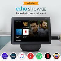 All new Echo Show 10- 10.1" HD smart display with motion, premium sound and Alexa (Black) With Free Smart Bulb