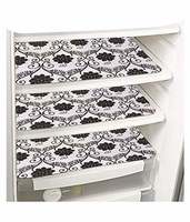 PrettyKrafts Waterproof Refrigerator Drawer Mats/Fridge Mats/Multipurpose Mats Set of 3 (Black Flower)