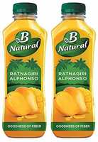 B Natural Ratnagiri Alphonso, Mango Juice 750ml (Pack of 2)