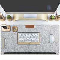 Tizum Z57 Large Felt Desk Mat Mouse Pad for Office & Gaming with 2 Pockets – 635 * 330 mm (Light Grey)