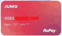 Junio RuPay card, Get 5% cashback on card spend (Free Credit card load money)
