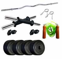 Facto Power Home Gym P.V.C Weight Plates Skipping Rope Curl Rod & Dumbbell Rods for Home Gym Exercise, Fitness & Weight Lifting, Body Shaping