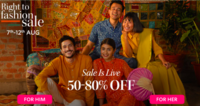 Last day Myntra Right to Fashion Sale 7-12 August :- 50-80% off + Extra 10% off using ICICI & Kotak Bank Credit & Debit Cards