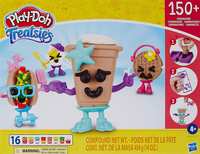 PLAY-DOH Treatsies Table for 4 Tiny Food Toy Craft Kit with Mini Coffee, Egg, Waffle, Hot Dog Characters