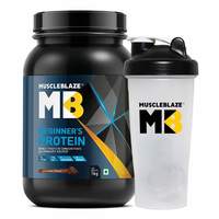 MuscleBlaze Beginner's Whey Protein Supplement (Chocolate, 1 kg / 2.2 lb, 33 Servings) with Shaker, 650 ml (Combo Pack)