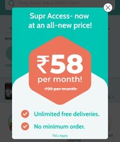 Supr Daily Supr access membership at 58/- per month (user specific)
