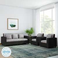 Bharat Lifestyle Tulip Fabric 3 + 1 + 1 Black Sofa Set  (Delivery condition - DIY(Do-It-Yourself))