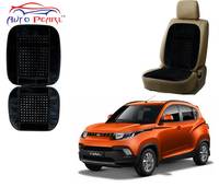 Auto Pearl Car Wooden Bead Seat Cushion with Velvet Border for KUV 100 (Black)

