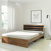 Amazon Brand - Solimo Alasia Engineered Wood Queen Bed (Forest Dark & Black)