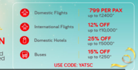 Yatra Anniversary Sale with Standard Chartered Bank - Amazing discounts on domestic flights, intl flights, domestic hotels and bus 