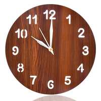 Heart Home Simple Numerial Round Shaped Wooden 10" Wall Clock (Brown)