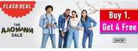 Ajio mania sale buy 1 get 4 free clothing, home & kitchen accessories