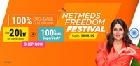 Netmeds Freedom Festival :- Get 20% off + 100% NMS SuperCash on Medicines Orders