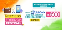 Get 100-600₹ Cashback on using Mobikwik on Netmeds above 750₹