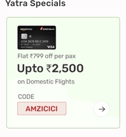 Yatra Amazon Pay ICICI Credit card offers - Upto 25% off on Domestic Flights, International Flights, Domestic Hotels and Buses (Every Friday & Saturday)