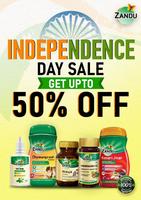 Zandu care Independence day Sale- Upto 50% off + Buy 1 Get 1 Free