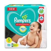 Pampers All round Protection Pants, Small size baby diapers (SM) 86 Count, Anti Rash diapers, Lotion with Aloe Vera