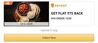  Amazon Pay Swiggy Offer - Get Flat ₹75 Back Min Order: ₹250
