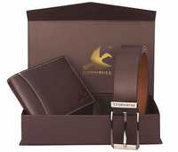 Hornbull Gift Hamper for Men | Brown Wallet and Brown Belt Men's Combo Gift Set | Leather Wallets for Men | Men's Wallet