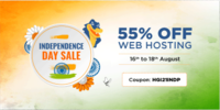 hostgator Independence day sale 16 to 18 August get Flat 55% off on Web hosting 