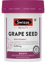 Swisse Grape Seed Supplement with Vitamin C (Vegan Collagen Booster) for Healthy Skin – 60 Tablets