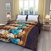 eCraftIndia 220 TC Polycotton Single Blanket - Floral, Black, Green and White