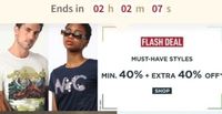 Ajio : Flash Deal Minimum 40% Off + Extra 40%Off