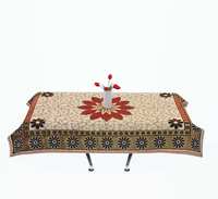 Kk Home Store Decor Cotton Floweral Designer Center Table Cover for 5 Seater Maroon

