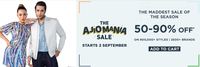 The Ajio Mania Sale - 50-90% Off + 10% Up to 1000 on Min Rs.2500 Purchase On Axis
