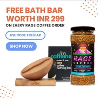 Free Coffee Bean shaped Bath bar worth ₹299 from Mcaffeine on every Rage coffee order 