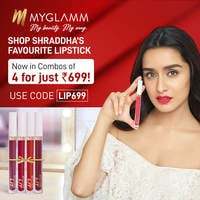 MyGlamm My Beauty My Way :  Shraddha Kapoor's Favourite Lipstick Combos (Set of 4) at Rs. 699