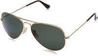 Ray-Ban Men Aviator Sunglasses Gold Frame Green Lens Free Size