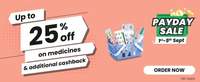 1mg Payday sale upto 25% off on Medicines
