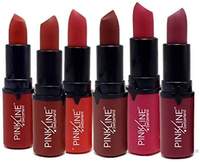 Pink Line Hot Sheer Matte Lipstick Sexy Pink, Party Pepper, Fashion, Sweet Red, Hot pink, Terminator Combo (Pack of 6)