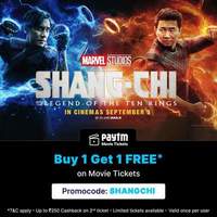 Paytm Movies Buy 1 get 1 on Marvel Shang-chi and the legend of the ten rings