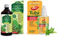 Dabur Giloy Neem Juice with Tulsi: 100% Ayurvedic Health Juice -1L & DABUR Tulsi Drops- 50% Extra: Concentrated Extract of 5 Rare Tulsi for Natural Immunity Boosting & C