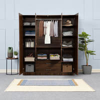  Organza Plus 4 Door Wardrobe with Drawer and 1 Hanging Space (Columbia Walnut)