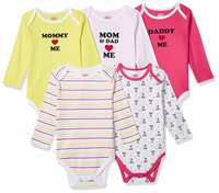 Amazon Brand - Jam & Honey Baby Girls Romper Suit (6-9 Months) (Pack Of 5)