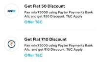 Rs 50 Discount on 5K Credit Card Bill Payment using Paytm Visa Debit Card