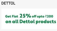 Flat 25% off upto 200₹ on All Dettol Products on 1mg on Min Rs.300 Purchase
