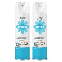 Limited-time deal: Godrej Protekt Disinfectant Sanitizer Spray - Alcohol-Based, 99.9% Germ Protection - 240ml each (Pack of 2), Air & Surface Sanitizer, Aqua Fragrance