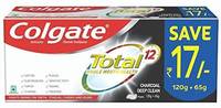 Colgate Total Anticavity Fluoride Toothpaste, Charcoal Deep Clean, 185g (120g + 65g)